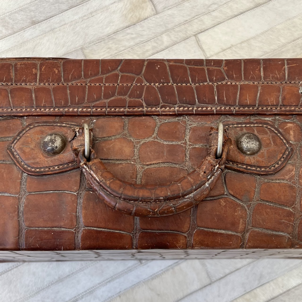 English Antique Crocodile Travel Case