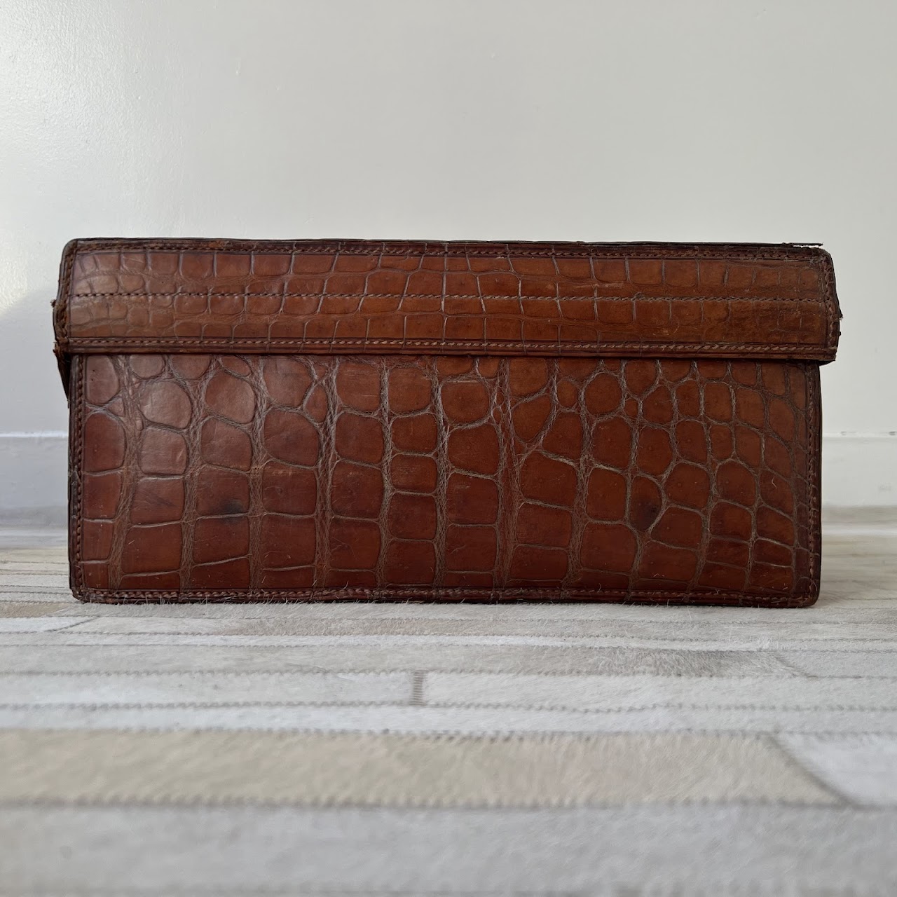 English Antique Crocodile Travel Case