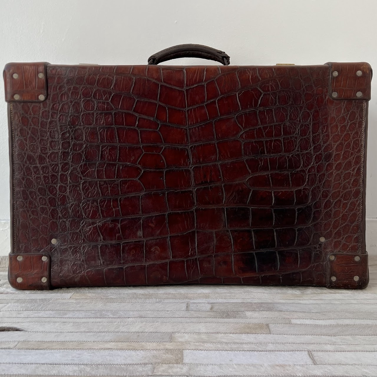 English Antique Alligator Large Dressing and Vanity Case