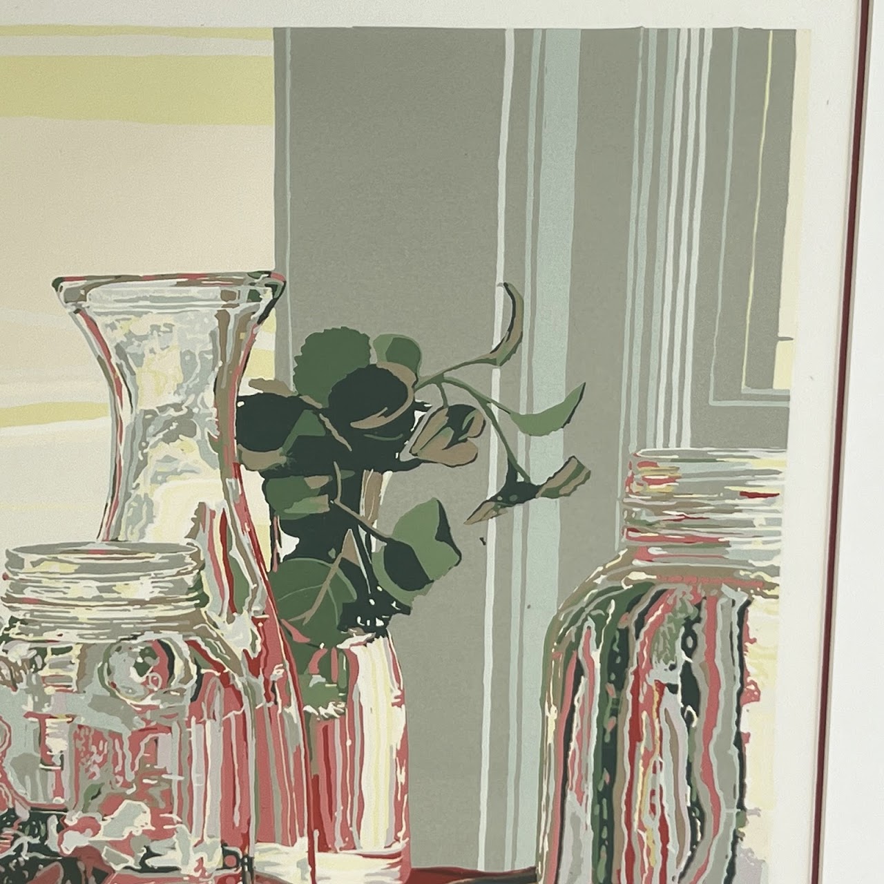 Alice Atwater Signed Still Life with Glass Vessels Silkscreen