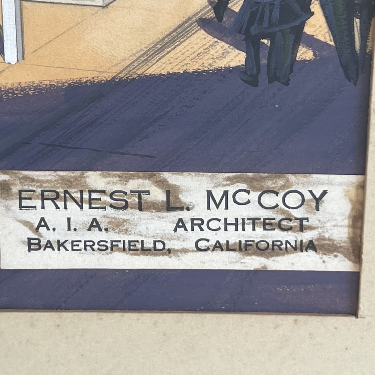 Gene Shrewsbury Signed California Mid-Century Gouache Architectural Concept Painting