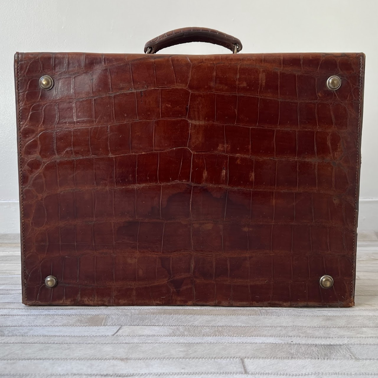 H. Greaves Makers to His Majesty English Antique Crocodile Travel Case