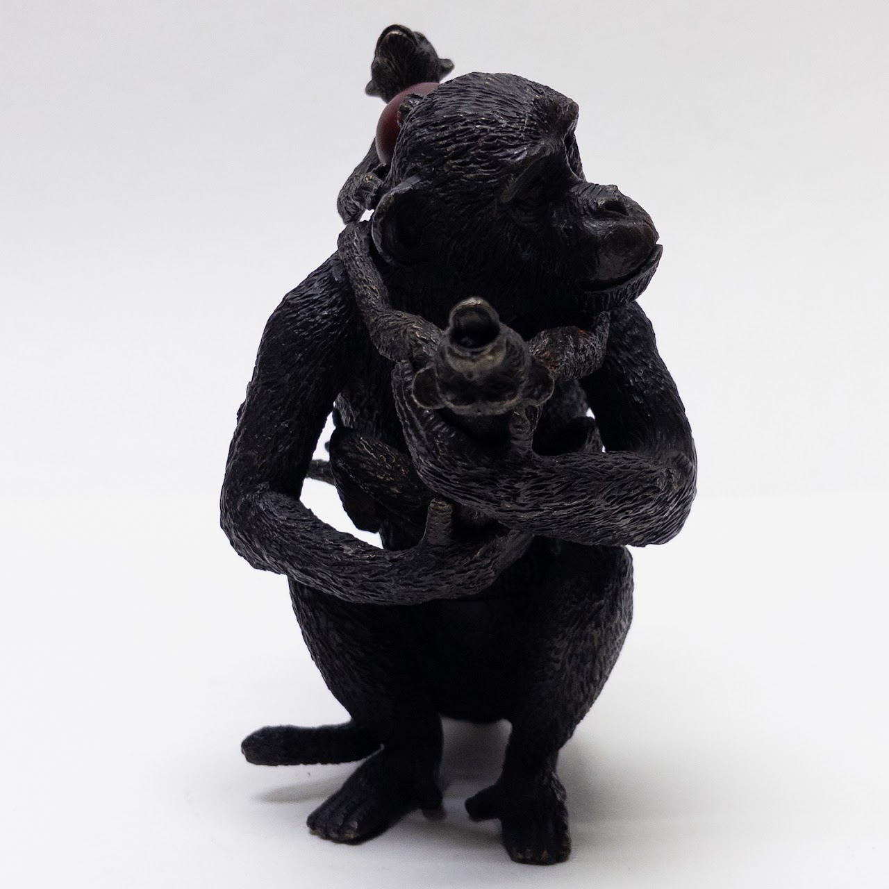 Cast Bronze Chimpanzee with Juveniles Sculpture