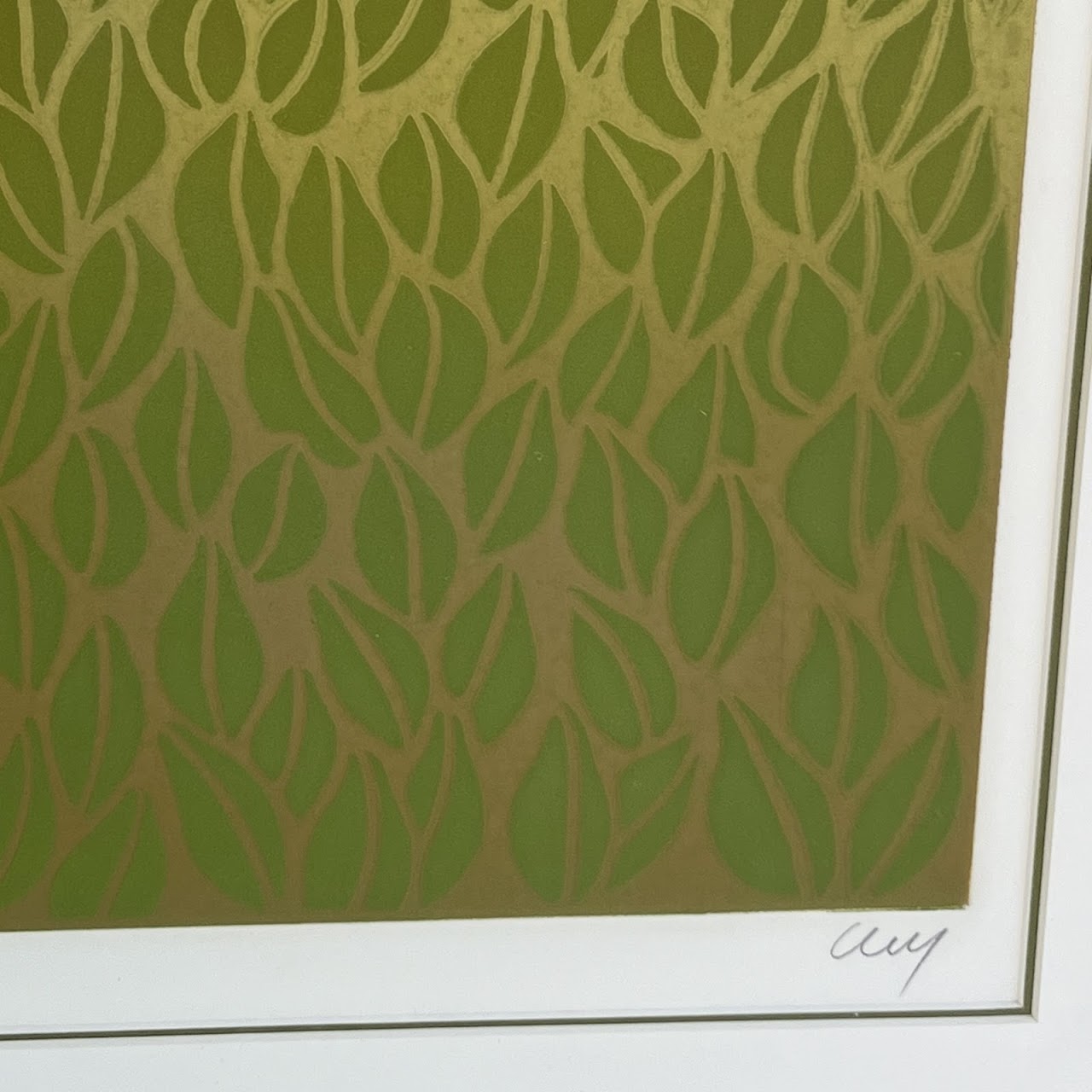 Cecy Davila 'Green Leaves' Signed Lithograph