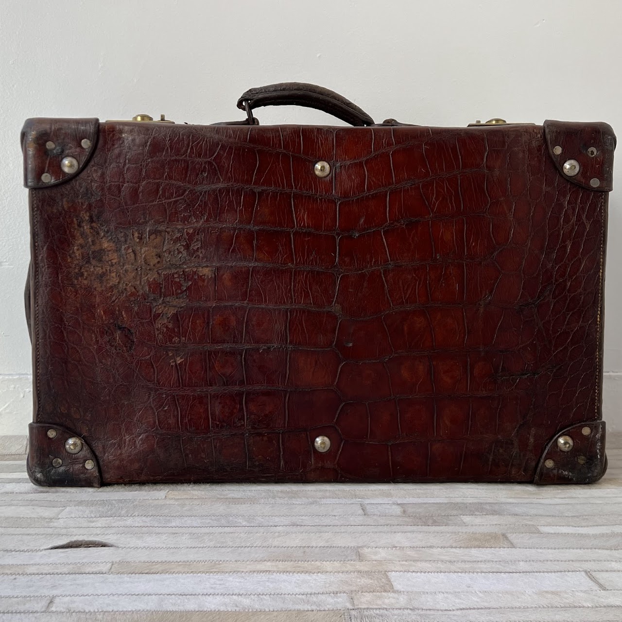 English Antique Alligator Large Dressing and Vanity Case