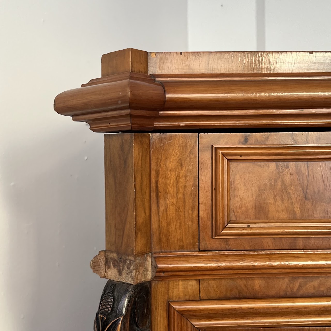 Swiss Antique Walnut and Burl Drop-Front Secretary Desk with Secret Compartments