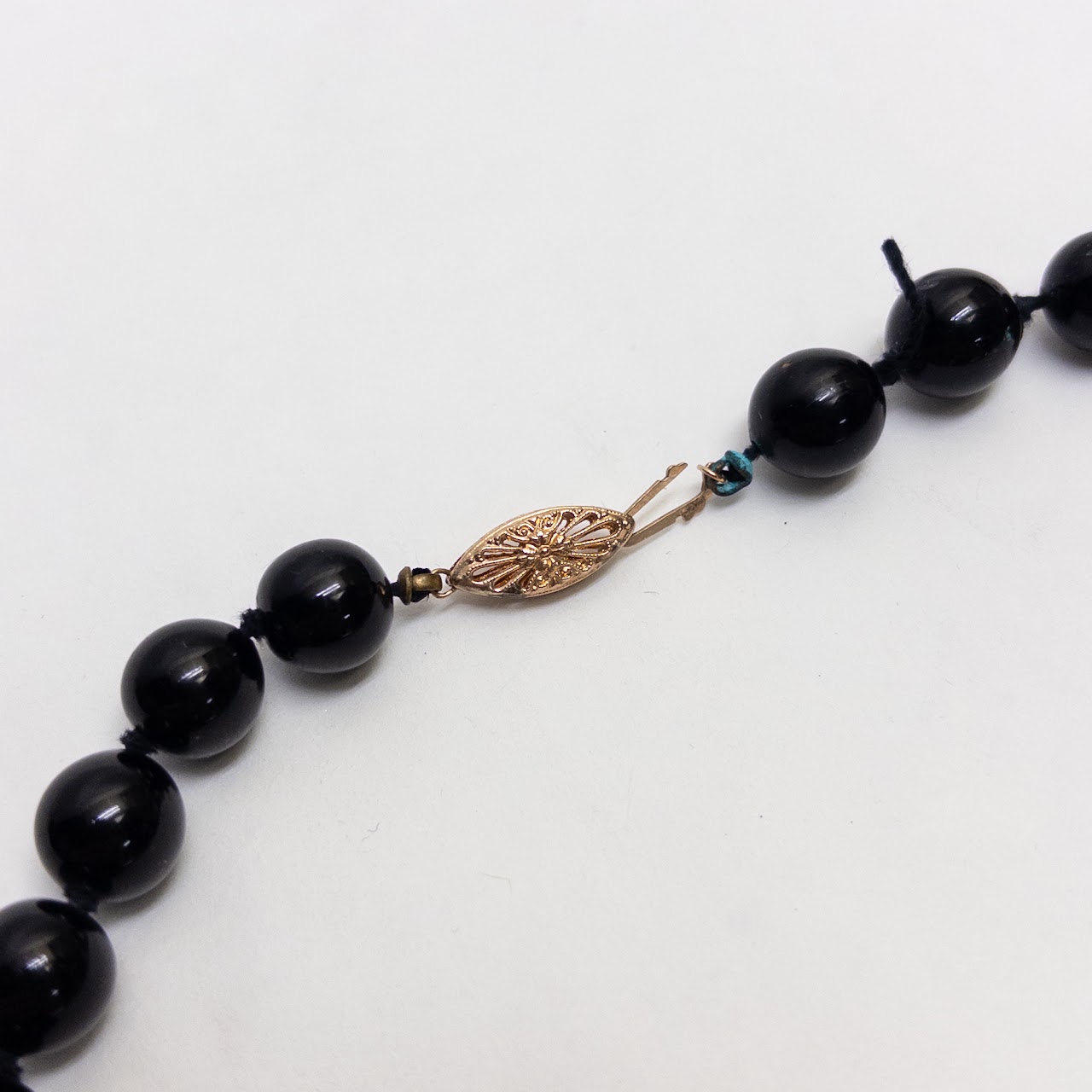 Onyx Bead and 14K Gold Necklace