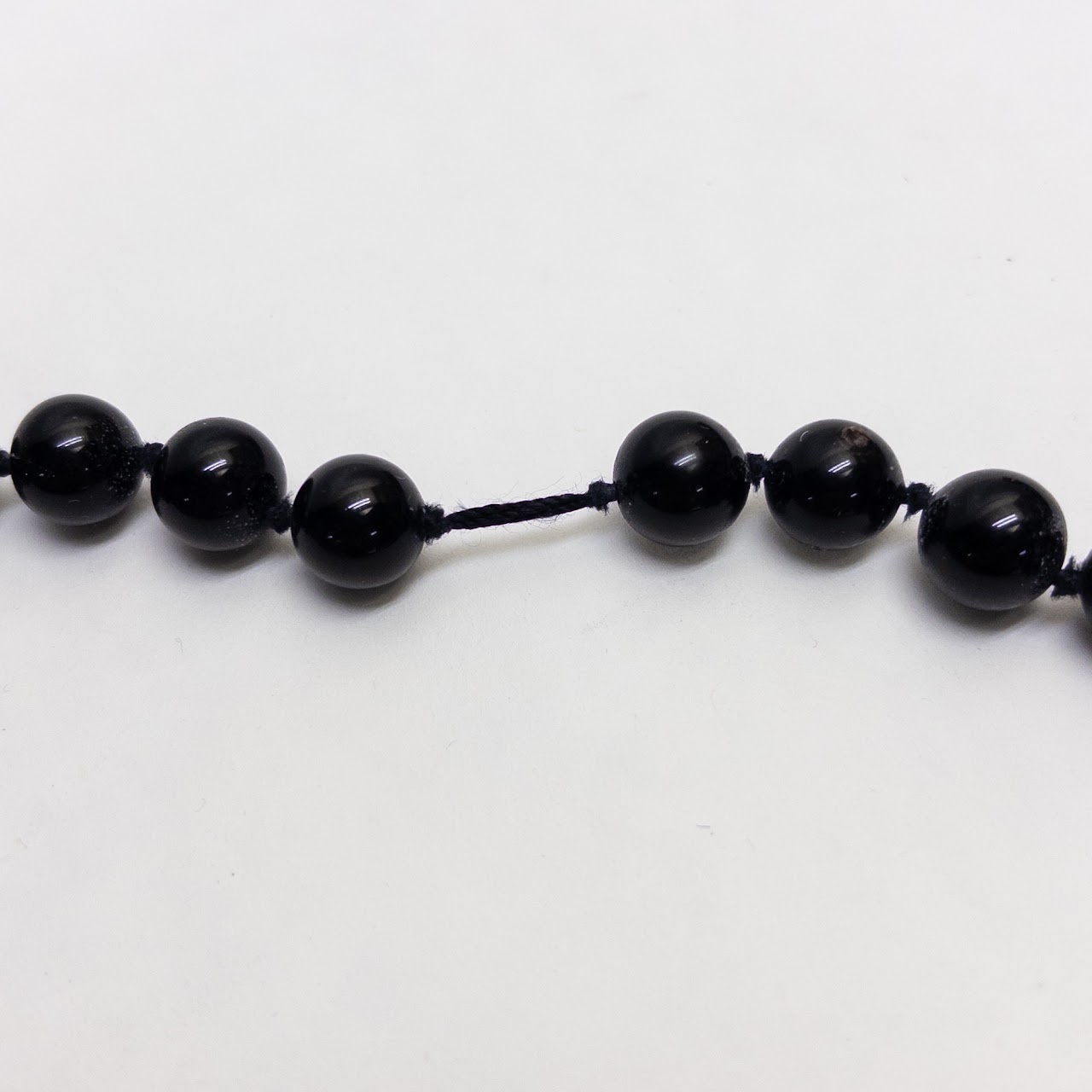 Onyx Bead and 14K Gold Necklace