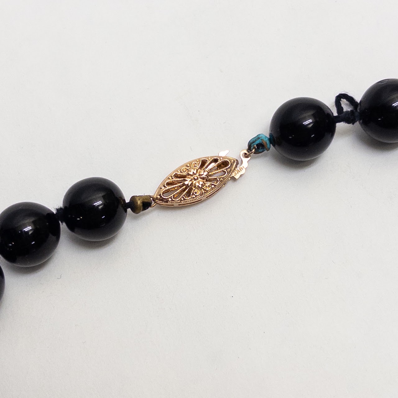 Onyx Bead and 14K Gold Necklace