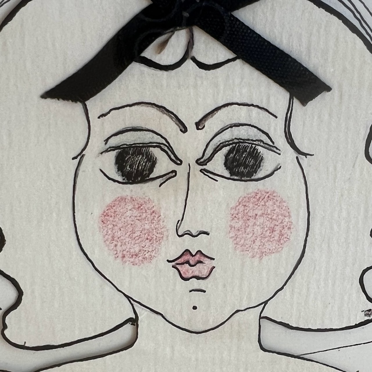 Amaral Signed 'Doll Lady' Ink and Mixed Media Drawing, 1968