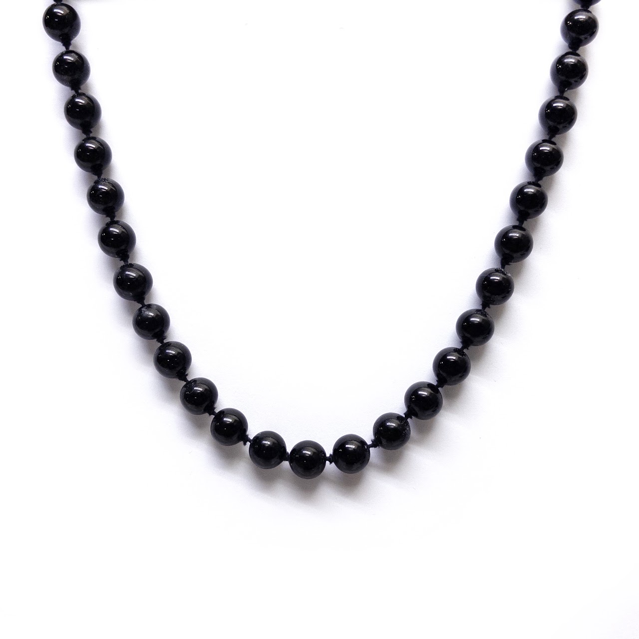 Onyx Bead and 14K Gold Necklace