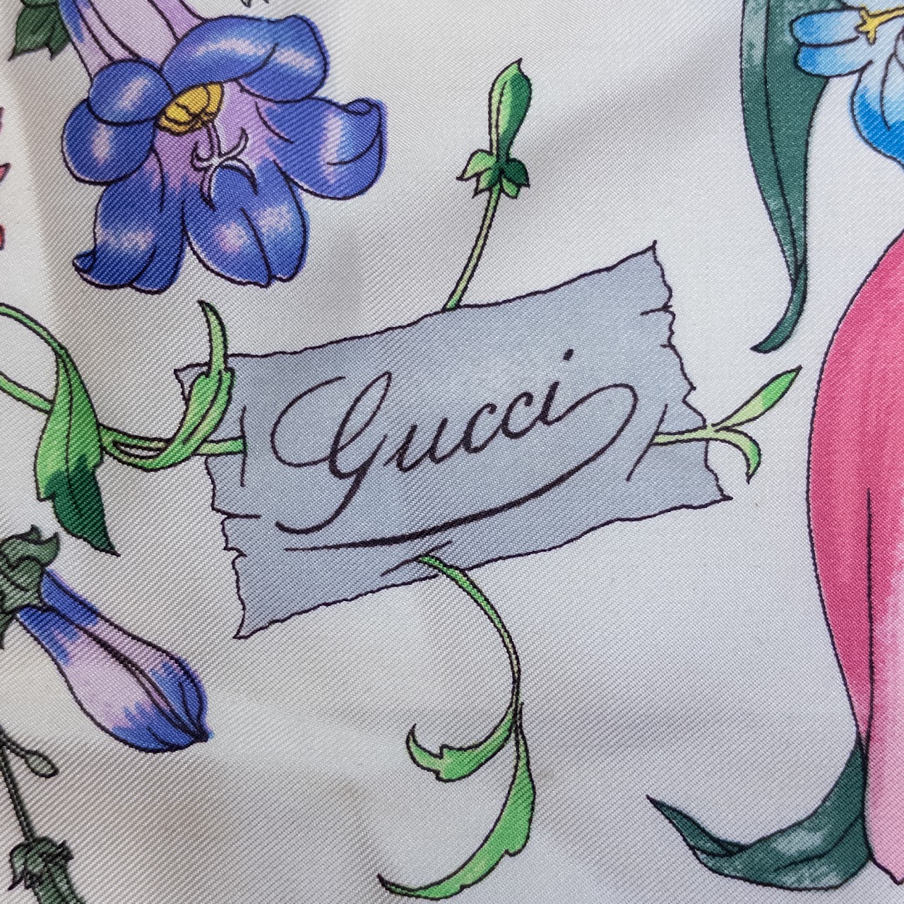 Gucci Vintage Vittorio Accornero Silk Flora and Fauna Scarf