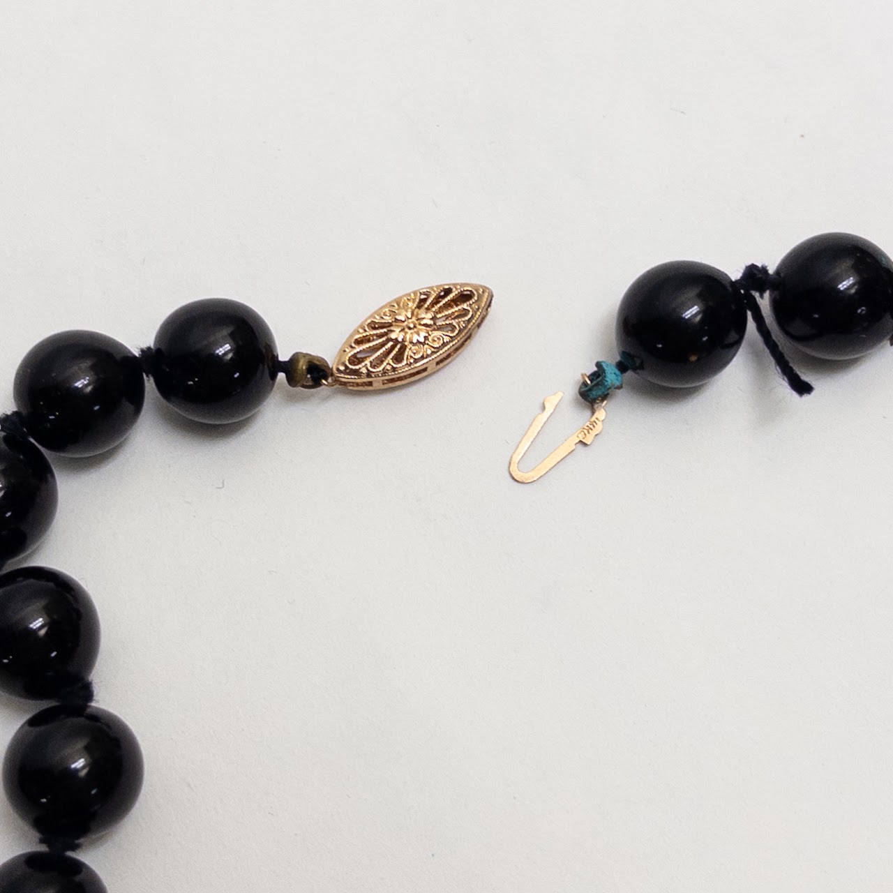 Onyx Bead and 14K Gold Necklace