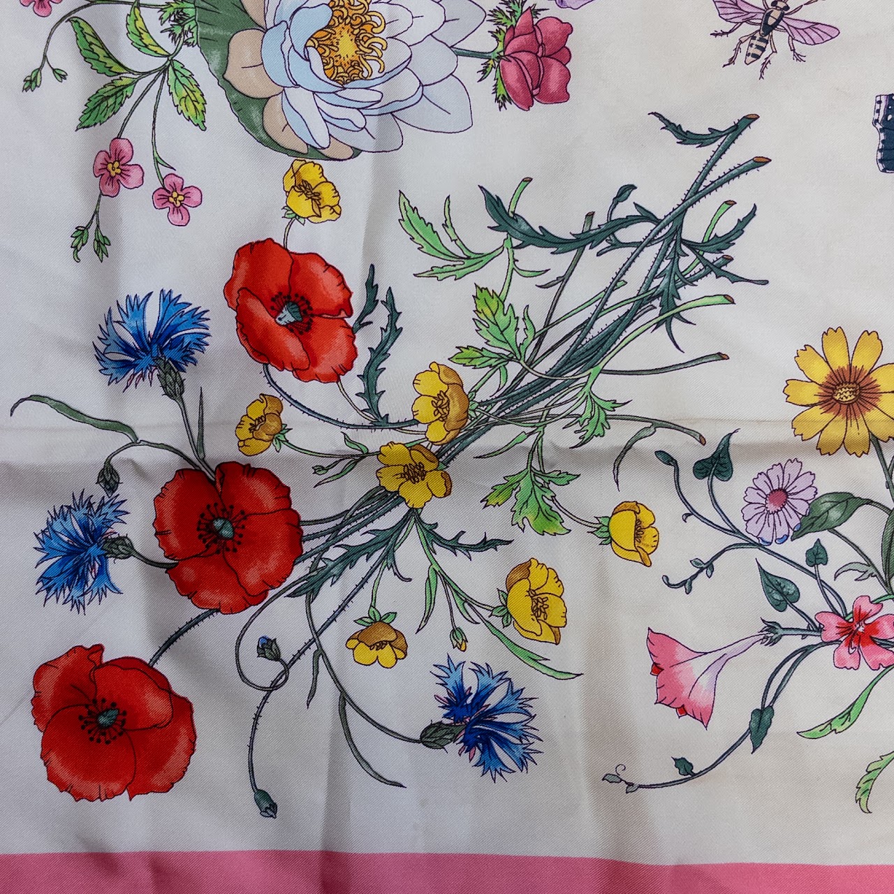 Gucci Vintage Vittorio Accornero Silk Flora and Fauna Scarf