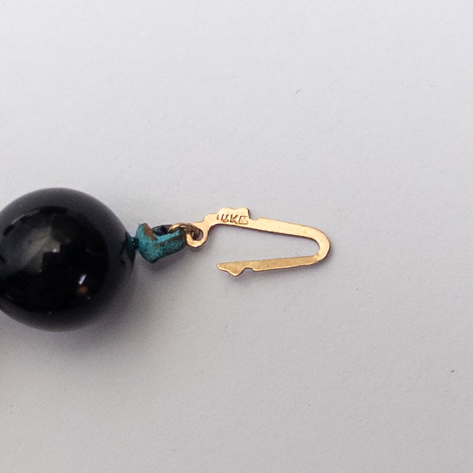 Onyx Bead and 14K Gold Necklace