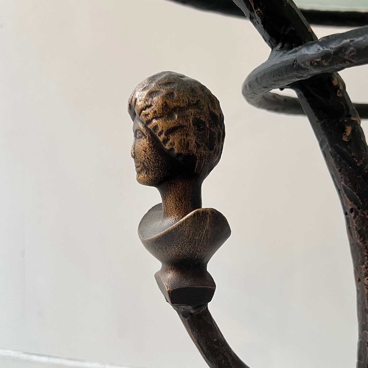 Diego Giacometti Style Bronze Bust Petite Gueridon