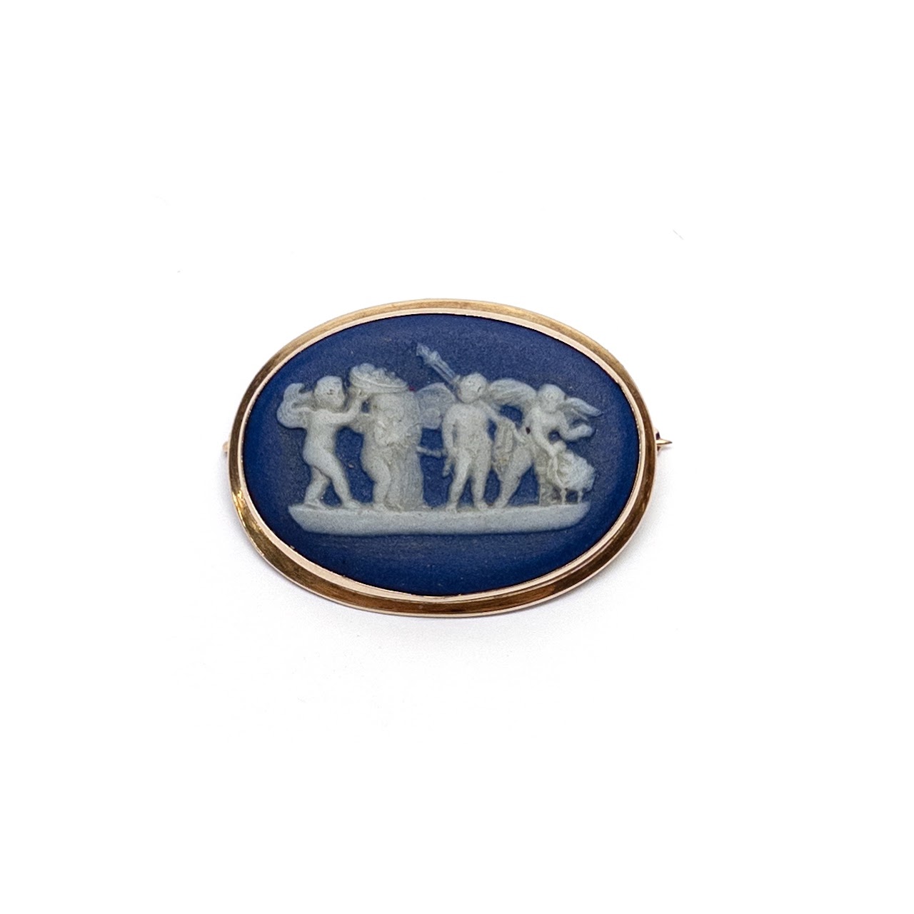 14K Gold & Wedgewood Convertible Brooch