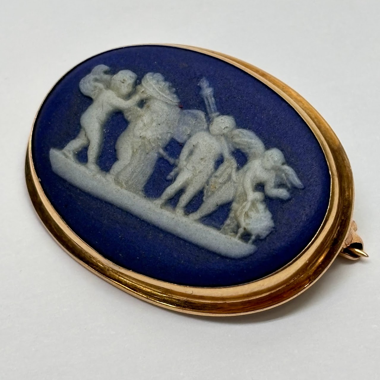 14K Gold & Wedgewood Convertible Brooch