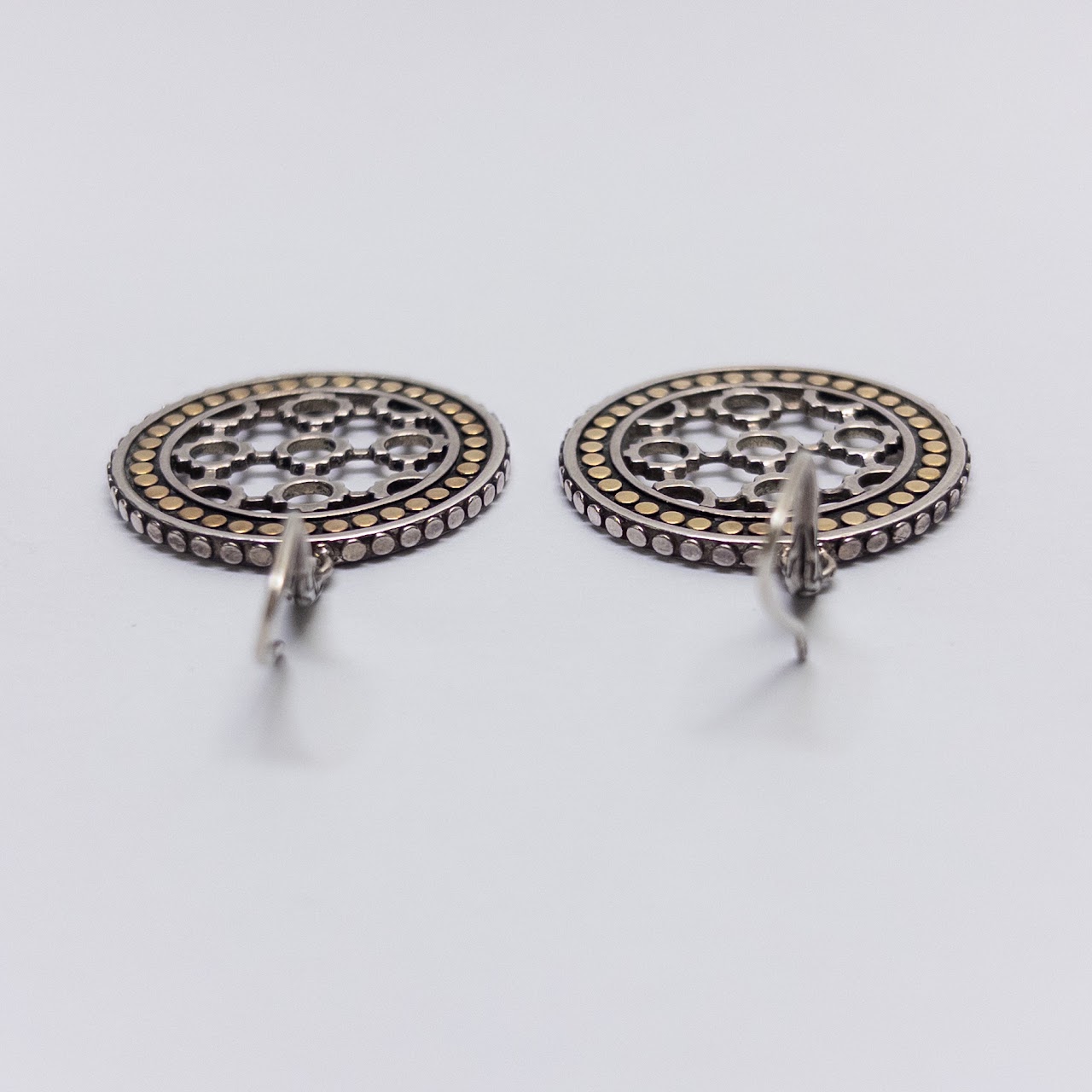 John Hardy Sterling Silver & 18K Gold Openwork Earrings