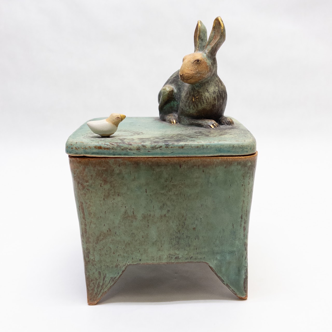 Margaret Wozniak Signed Ceramic Rabbit Canister