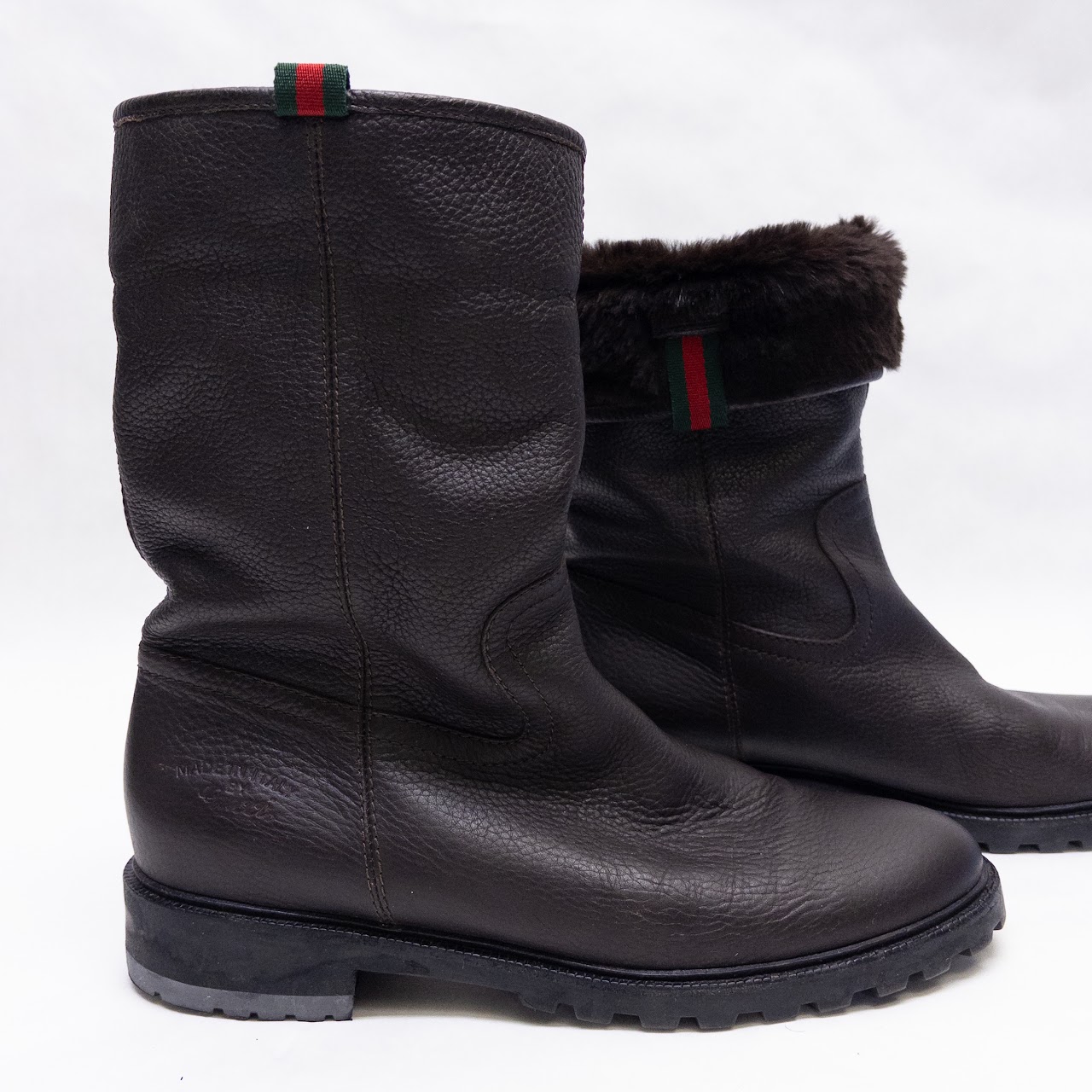 Gucci Fur-Lined Leather Boots