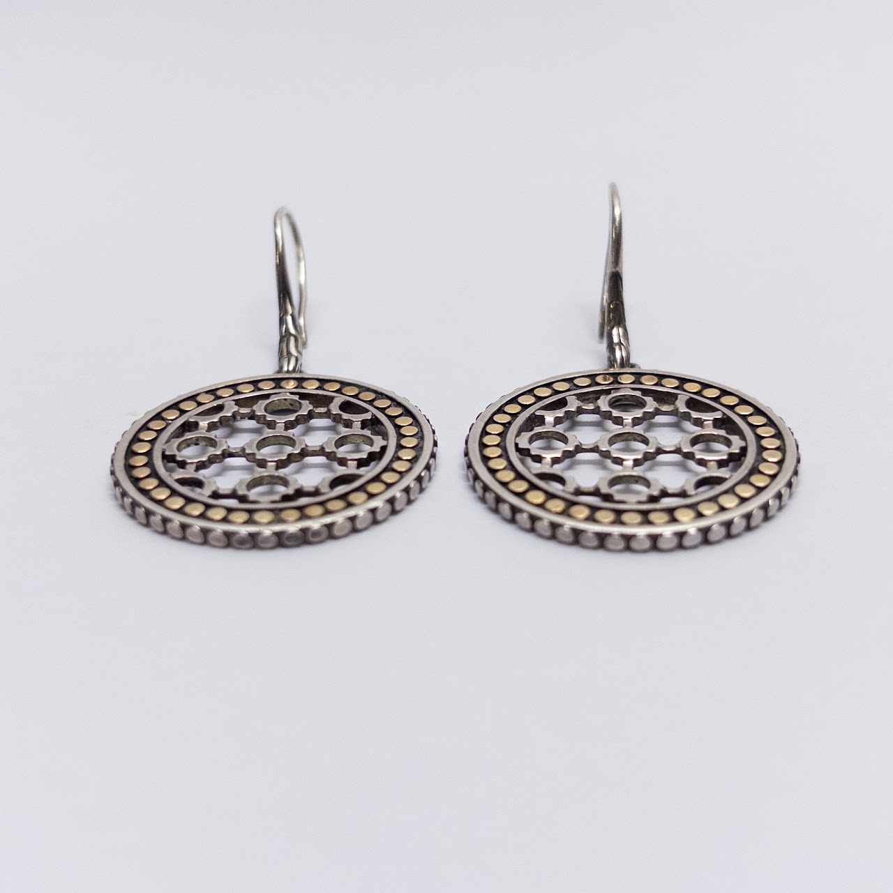 John Hardy Sterling Silver & 18K Gold Openwork Earrings