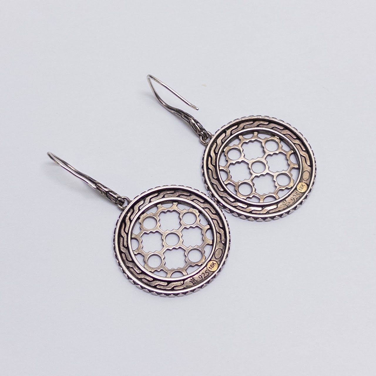 John Hardy Sterling Silver & 18K Gold Openwork Earrings