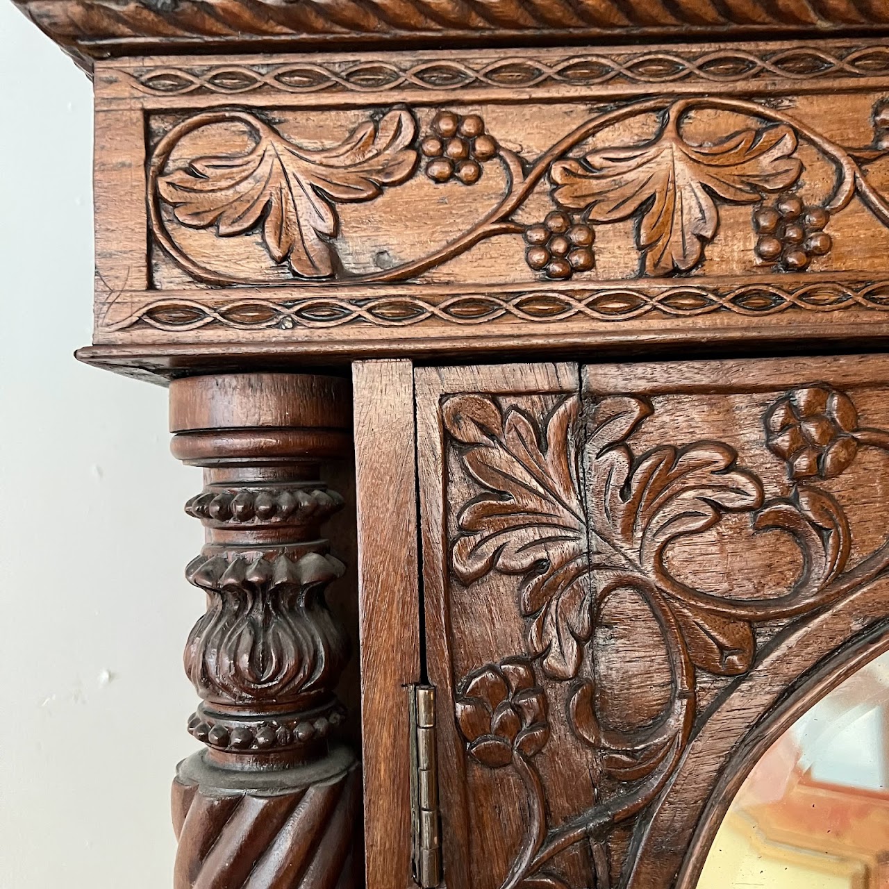 19th C. Anglo-Indian Carved Bookcase Desk with Secret Compartments