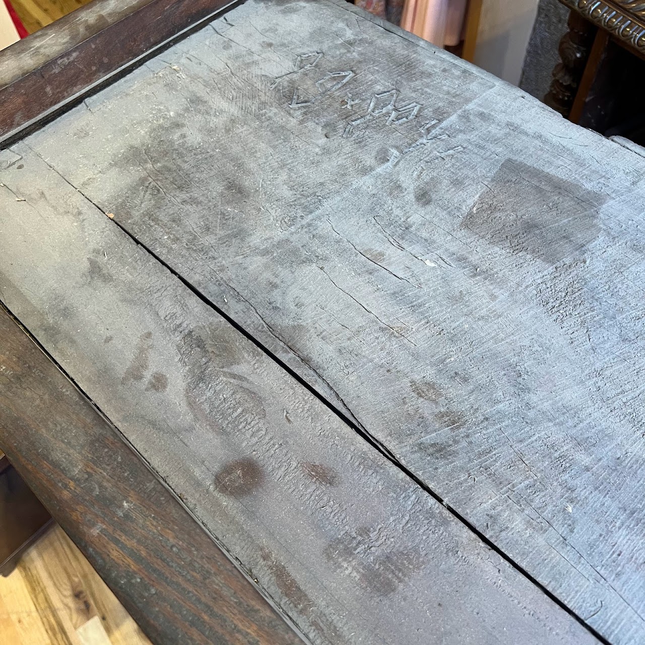 19th C. Anglo-Indian Carved Bookcase Desk with Secret Compartments