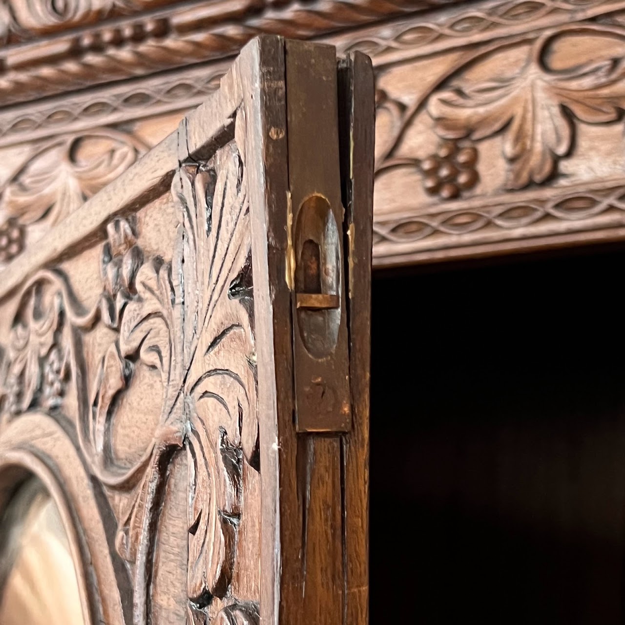 19th C. Anglo-Indian Carved Bookcase Desk with Secret Compartments