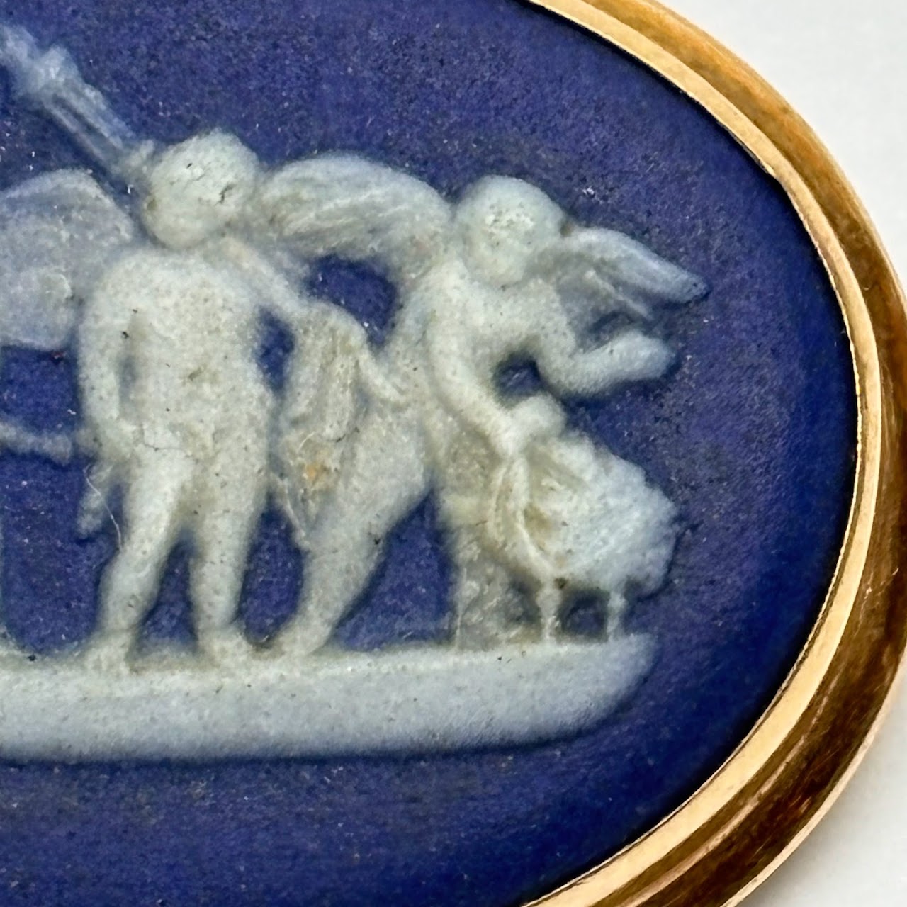 14K Gold & Wedgewood Convertible Brooch