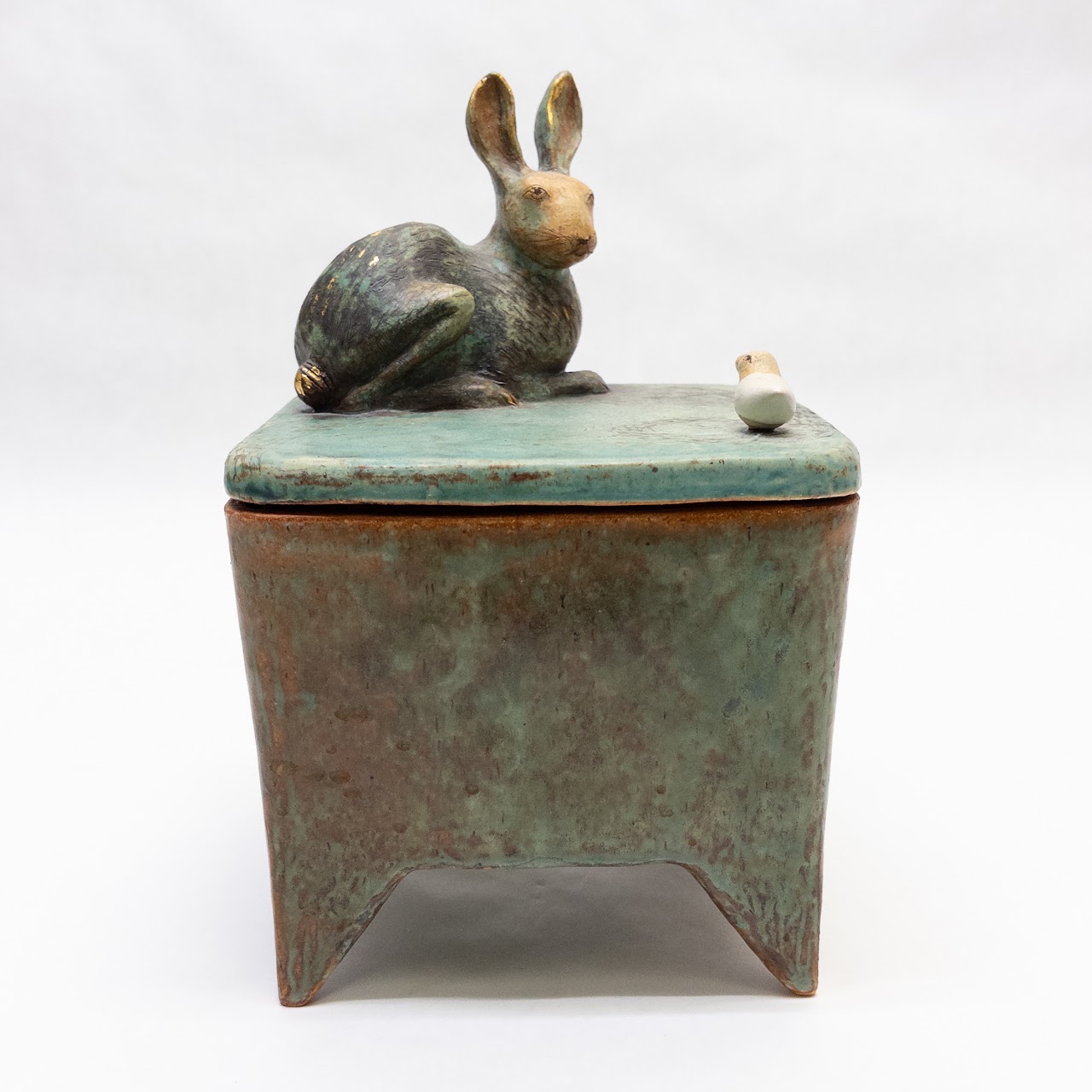 Margaret Wozniak Signed Ceramic Rabbit Canister