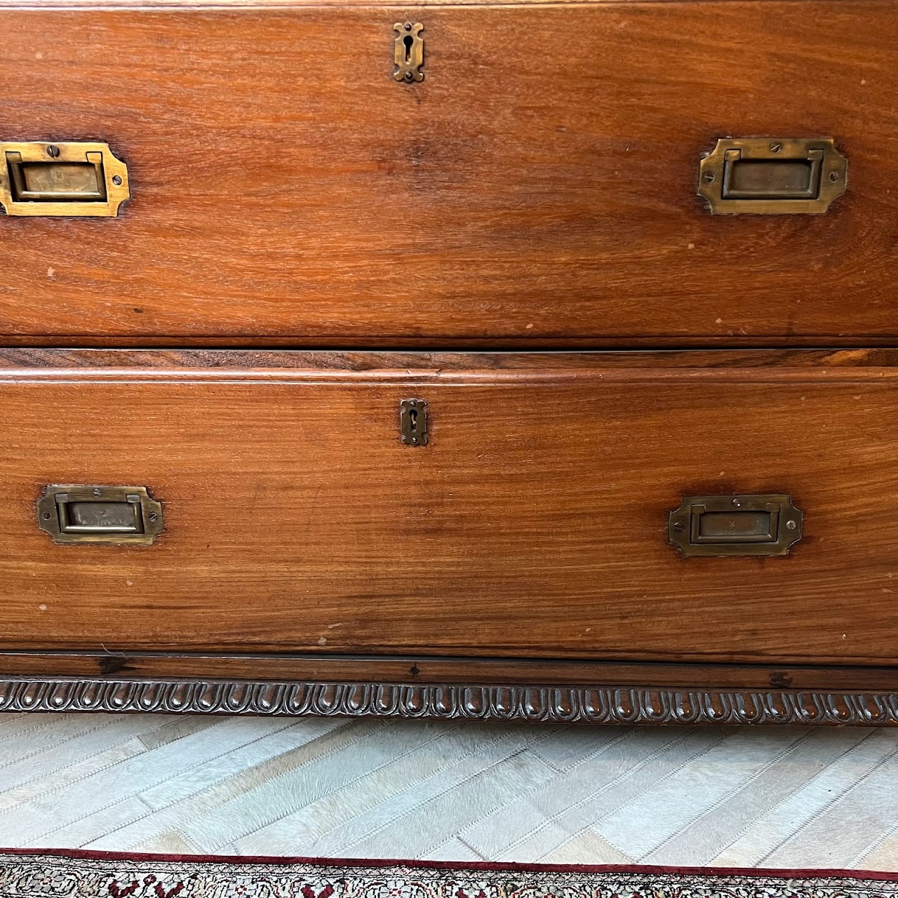 19th C. Anglo-Indian Carved Bookcase Desk with Secret Compartments