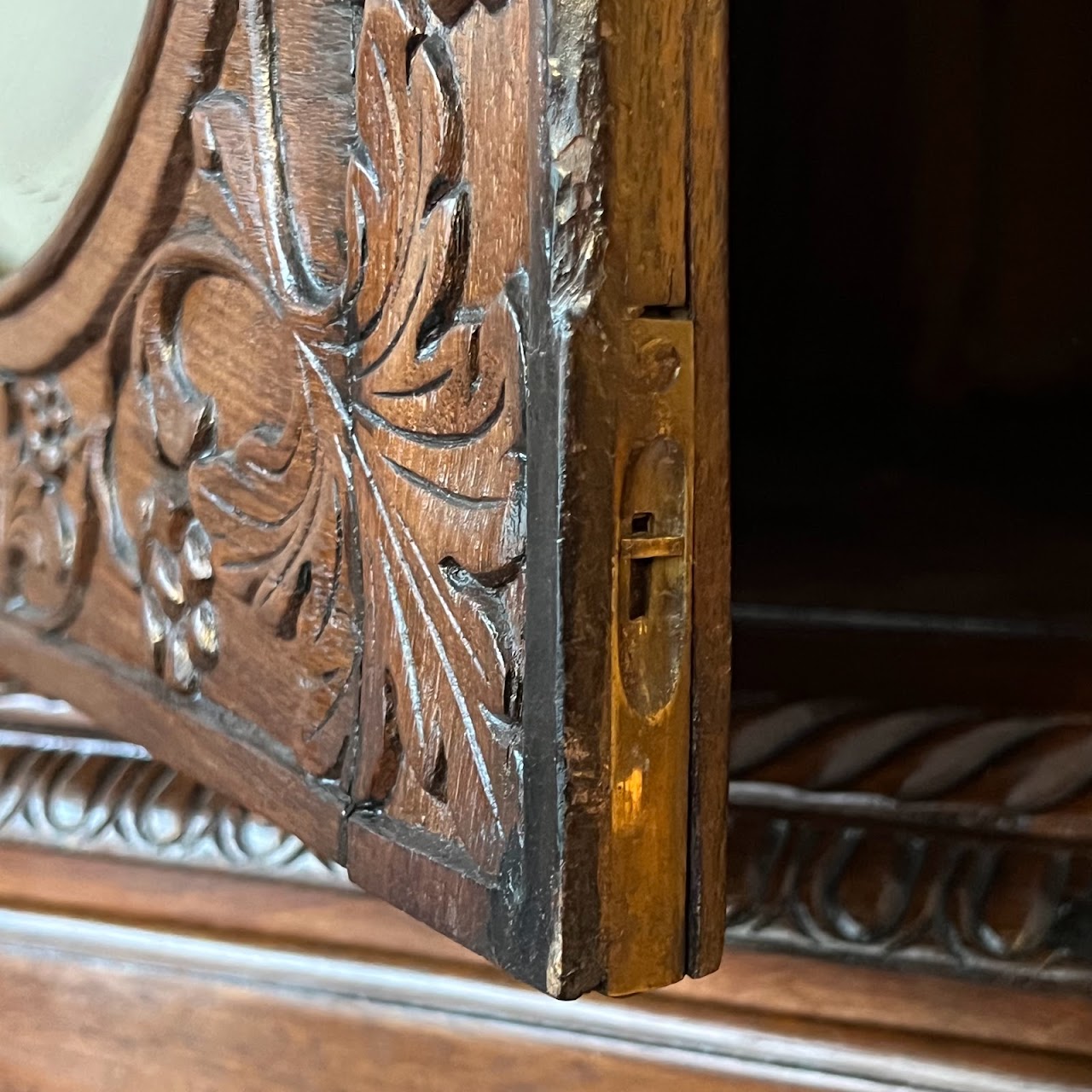 19th C. Anglo-Indian Carved Bookcase Desk with Secret Compartments