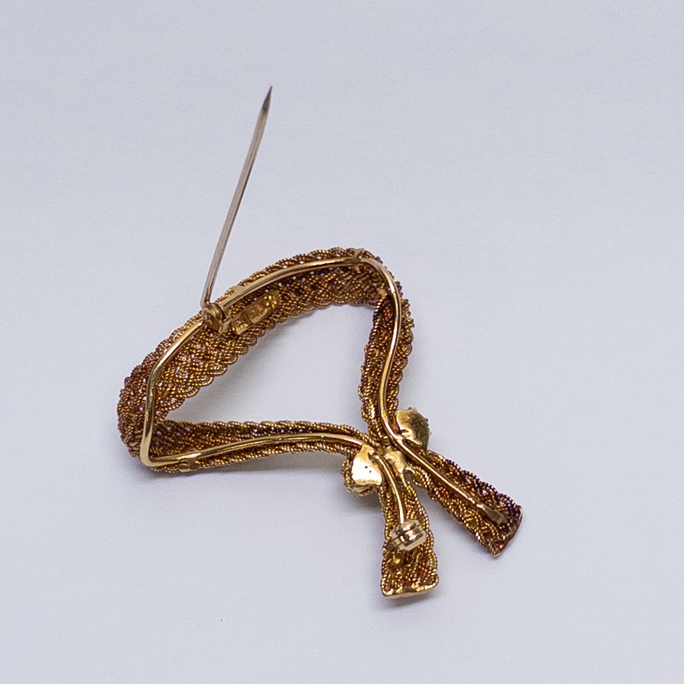 18K Gold Woven Abstract Brooch