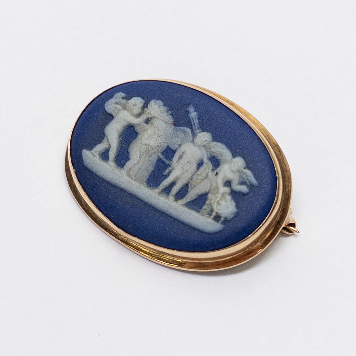 14K Gold & Wedgewood Convertible Brooch