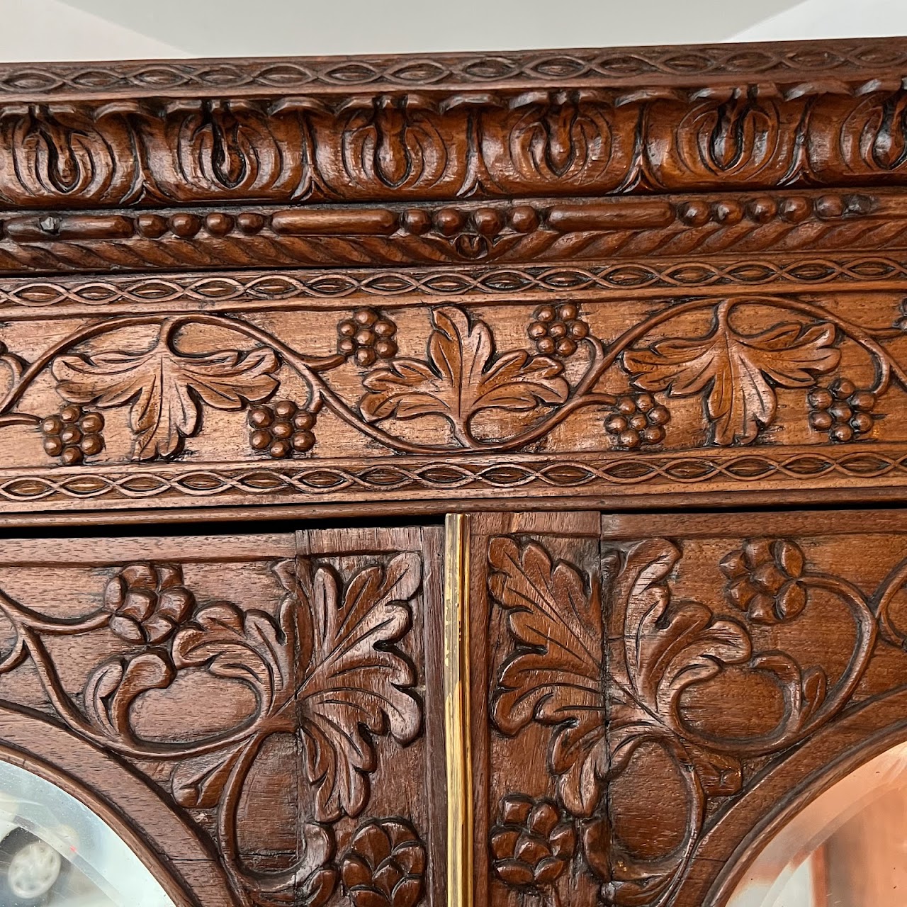 19th C. Anglo-Indian Carved Bookcase Desk with Secret Compartments