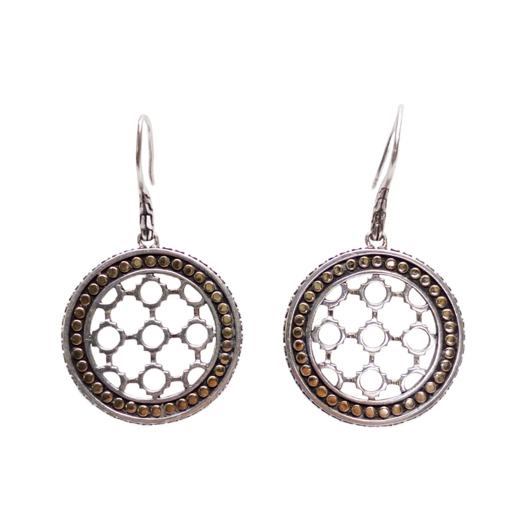 John Hardy Sterling Silver & 18K Gold Openwork Earrings