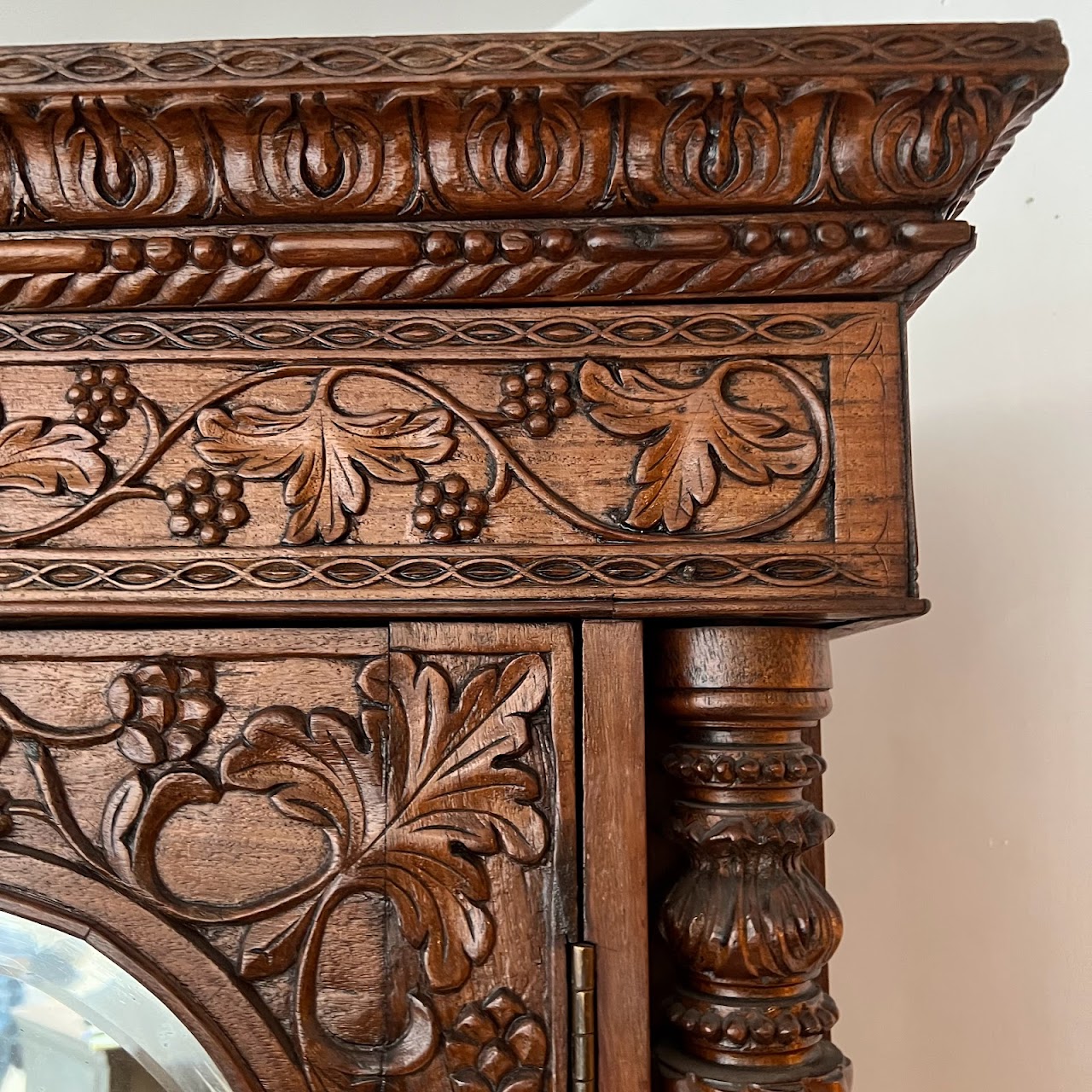 19th C. Anglo-Indian Carved Bookcase Desk with Secret Compartments