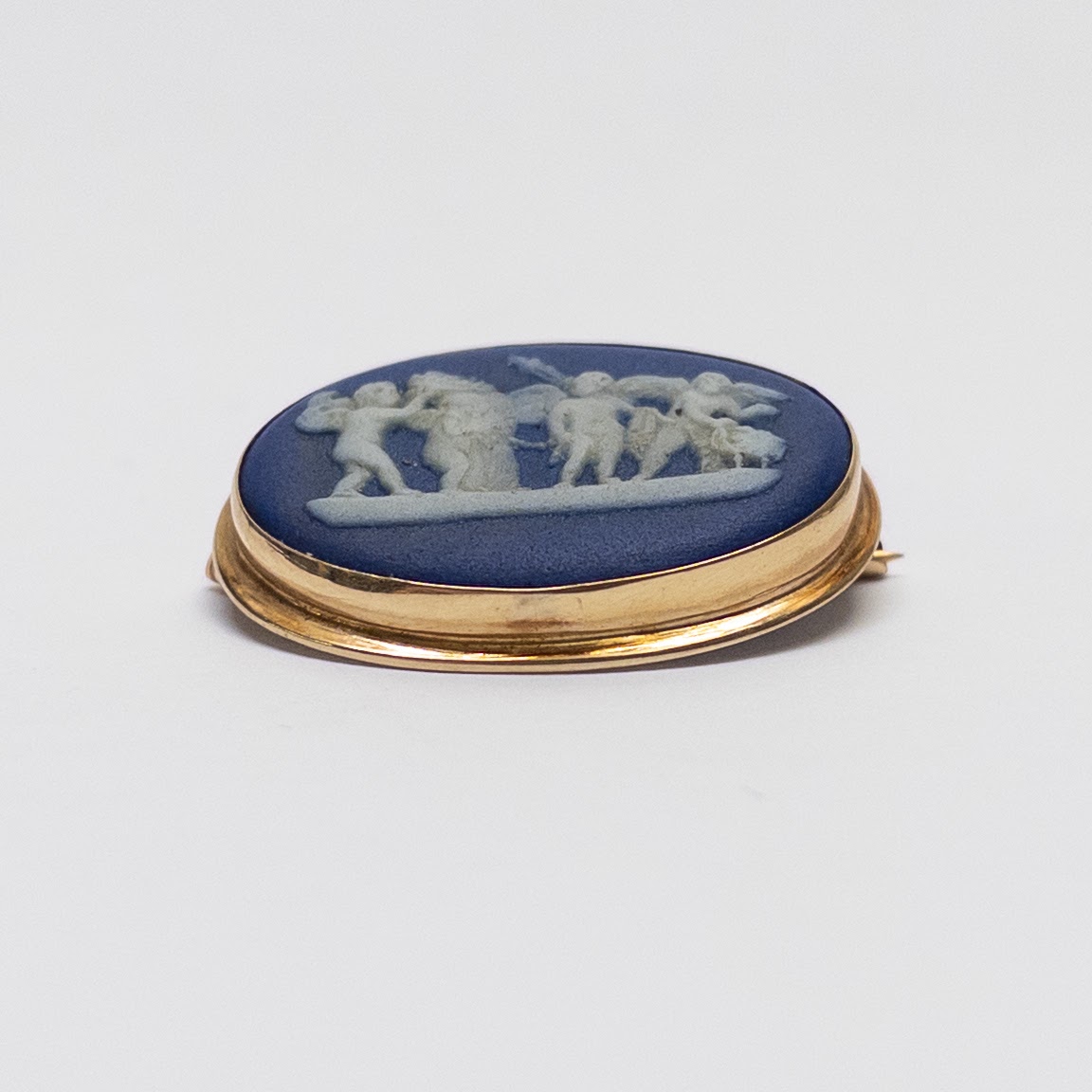 14K Gold & Wedgewood Convertible Brooch