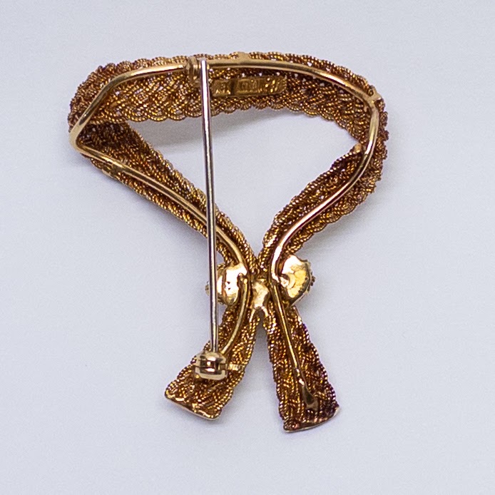 18K Gold Woven Abstract Brooch