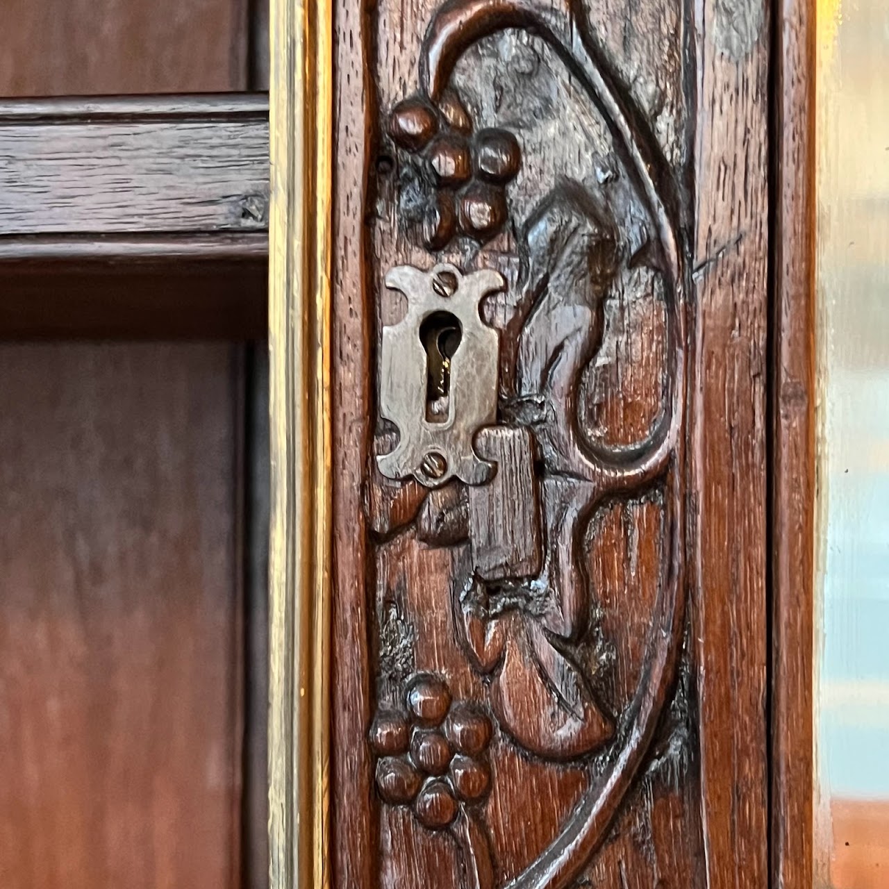 19th C. Anglo-Indian Carved Bookcase Desk with Secret Compartments