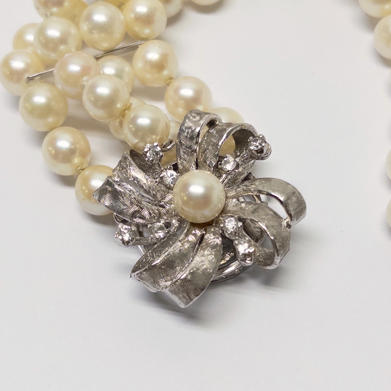 14K White Gold and Pearl Marlinda Four-Strand Bracelet