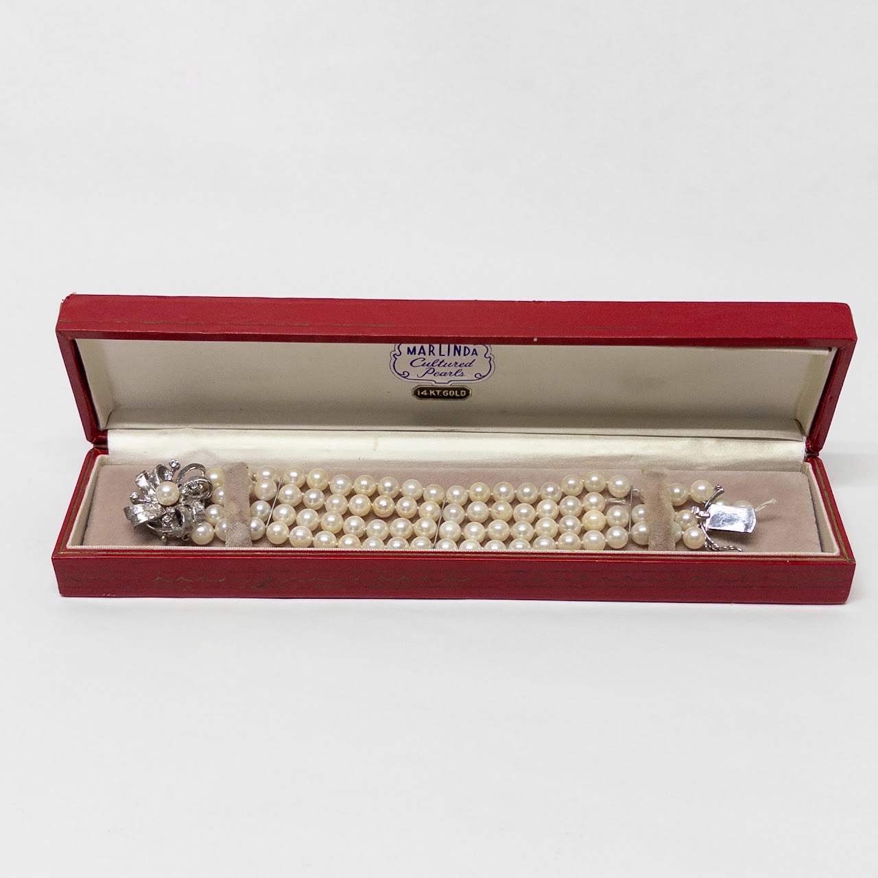 14K White Gold and Pearl Marlinda Four-Strand Bracelet