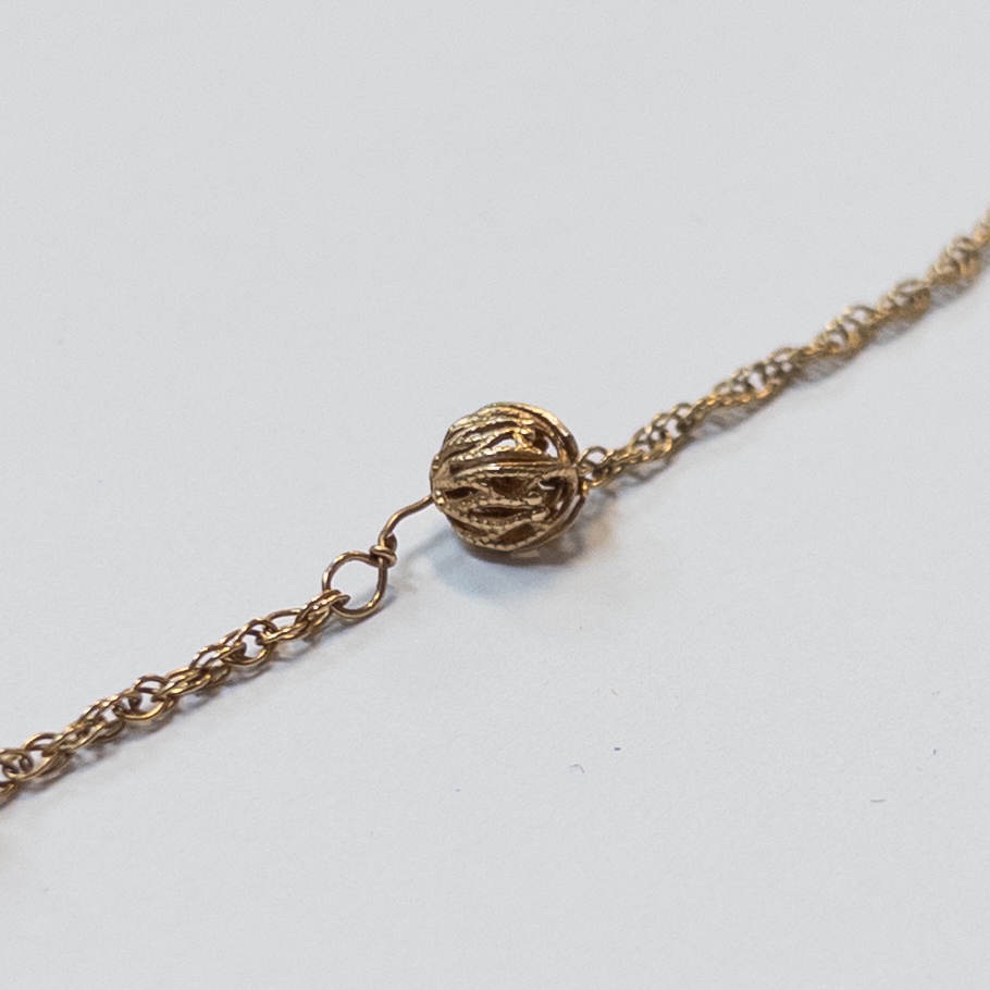 14K Gold Filligree Bead Station Necklace