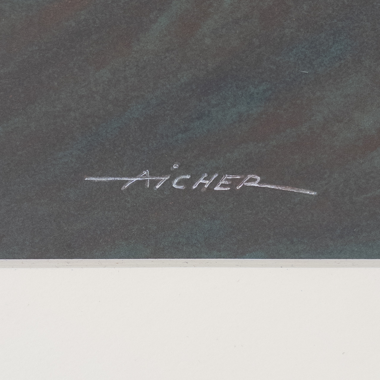 Aicher Signed Oil Pastel Drawing