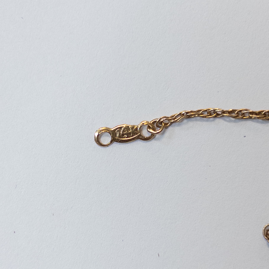 14K Gold Filligree Bead Station Necklace