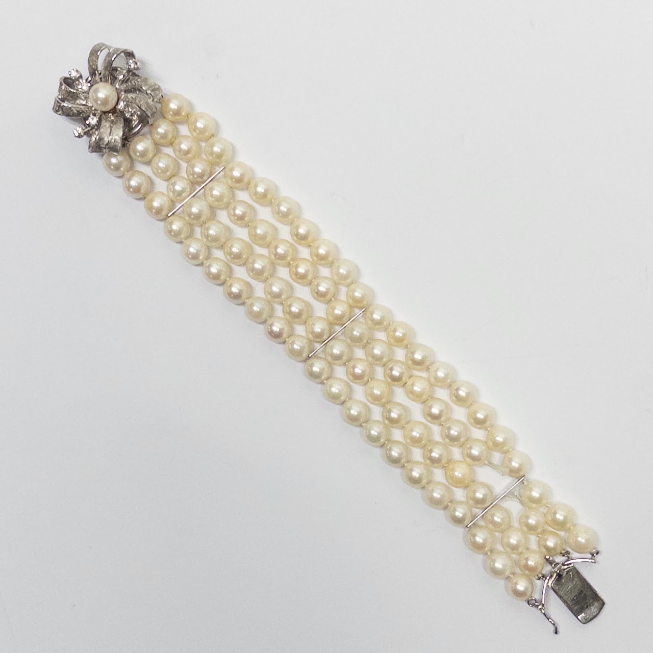 14K White Gold and Pearl Marlinda Four-Strand Bracelet