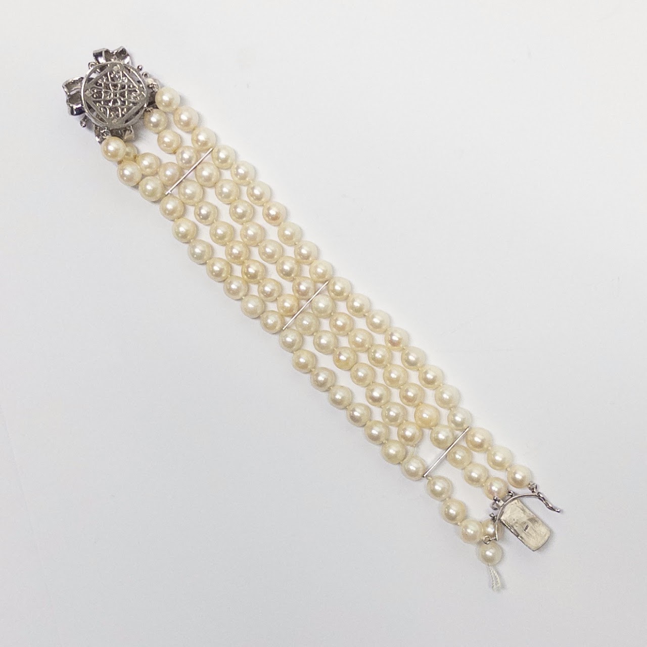 14K White Gold and Pearl Marlinda Four-Strand Bracelet