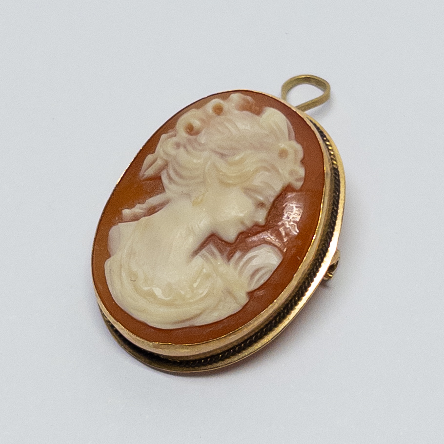 14K Gold Cameo Brooch/Pendant